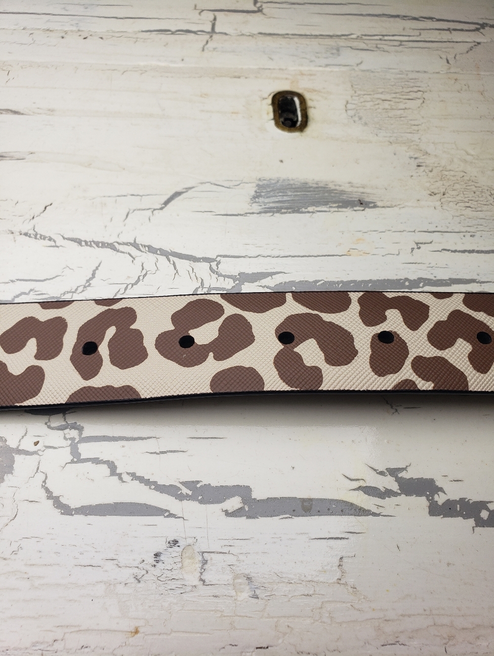 Michael Kors Reversible Leather Belt Taupe/ Tan & Leopard Spot Pattern - size L - Picture 10 of 14